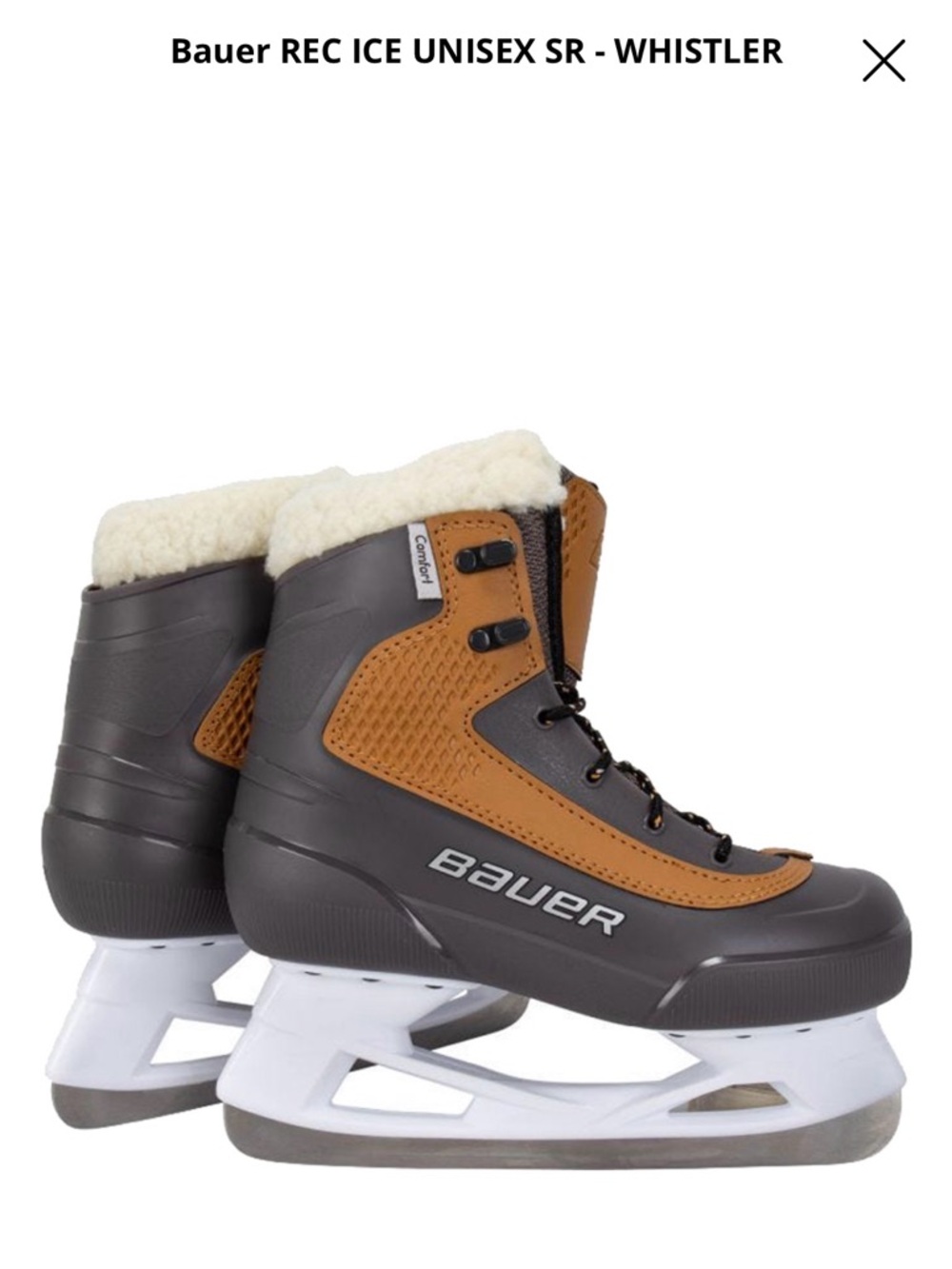 Bauer Whistler Ice Skates in Brown & Gray
